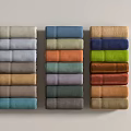 Colorful Folded Fabrics Neatly Arranged In Multiple Columns With Various Colors