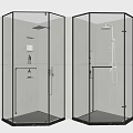 Modern Transparent Glass Shower Enclosures With Shower Heads And Control Panels