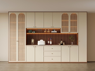 Middle Style Wine Cabinet Sideboard 3d model