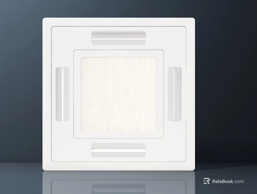Modern White Square Air Conditioner Vent With Grille Design And Filter 3d model 