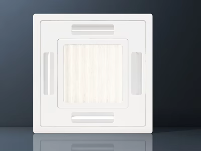 Modern White Square Air Conditioner Vent With Grille Design And Filter 3d model