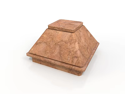 Textured Stone Building Roof Ornament With Square Base And Pyramid Structure 3d model