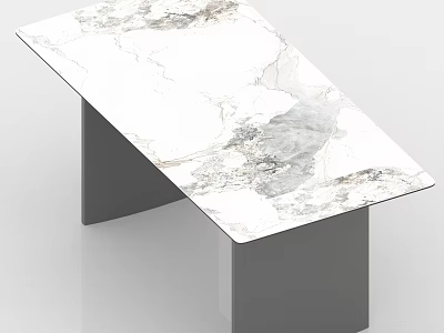Modern Dining Table Set With Marble Tabletop And Gray Legs Design 3d model
