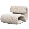 Modern Single Sofa With Curved Design Soft Upholstery In Gray And Orange For Living Room