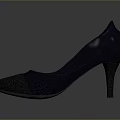 Navy Blue High Heels With Knit Upper Stiletto Heel And Orange Insole
