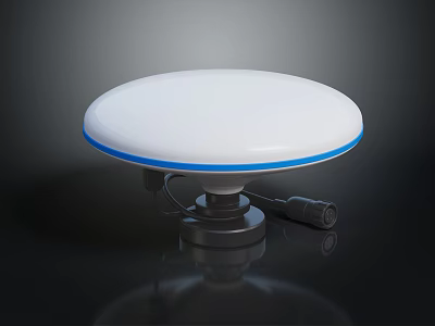 Modern Round Furniture Table With White Top Blue Edge And Black Base Design 3d model
