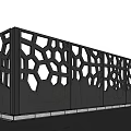 Modern Building Exterior Wall With Perforated Geometric Patterns And Metal Finish