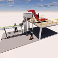 Inclined modular conveyor hopper and screw conveyor 3d model