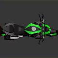 Modern Sporty Motorcycle With Green Accents Sleek Design And Green Wheels