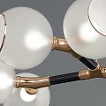 Modern Branch Like Chandelier With Transparent Glass Globes And Black Gold Metal Frame