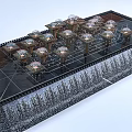 Modern Fountain Installation With Multiple Water Jets Neatly Arranged In Outdoor Landscape Design