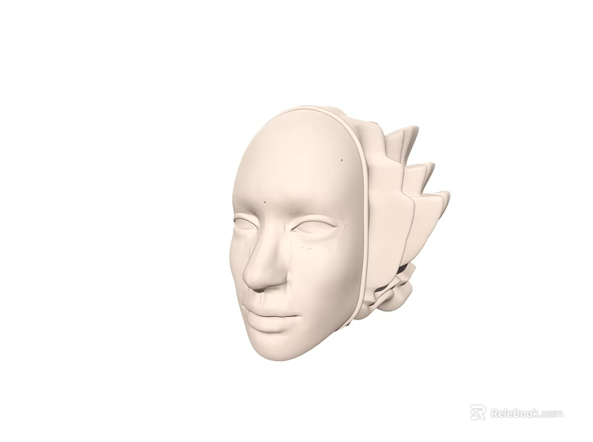 White 3D Face Model Sculpture With Decorative Side Structures 3d model 