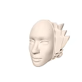 White 3D Face Model Sculpture With Decorative Side Structures
