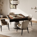 New Chinese Mahjong Table and Chair Chess Room Table and Chair Entertainment Table and Chair 3d model