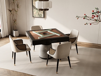 New Chinese Mahjong Table and Chair Chess Room Table and Chair Entertainment Table and Chair 3d model