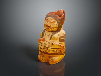 Human Shaped Ceramic Figure With Ornate Patterns And Cultural Artistic Details 3d model
