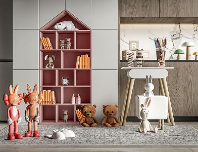 Modern Toy Children's Toy Bookshelf Ornaments Combination 3d model