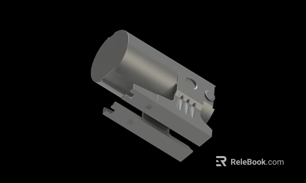 Metallic Mechanical Component With Cylindrical Body And Mounting Structure For Industrial Use 3d model