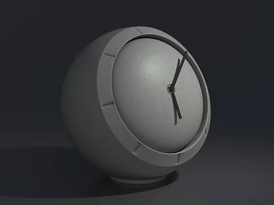 Minimalist Gray Round Clock Design With Black Hands And Dark Background 3d model