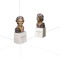 Artistic Detailed Carved Bust Sculptures With Stone Base And Portrait Features