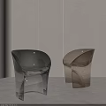 Modern Curved Acrylic Leisure Chairs With Transparent Clear And Light Brown Design In Minimalist Room