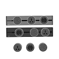 Modern Round Switch Panel With USB Ports And Multiple Sockets In Sleek Stainless Steel Design