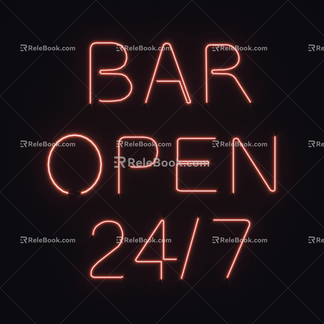 Neon bar led luminous characters billboard signboard decoration background wall cyberpunk brilliant luminous letters 3d model