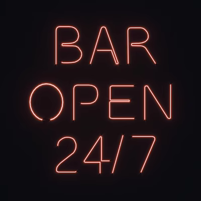 Unique-shaped Wall Light with Neon Design for Bar 24/7 Open Sign 3d model