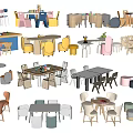 Colorful Modern Children's Table With Kid Friendly Chairs And Stools For Kids Room