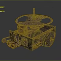 Vintage Mechanical Device With Metal Structure Wheels Gears Fan shaped Component And Brass Parts