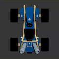 Blue Go Kart With Black Tires Gold Accents And Sporty Design