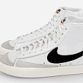 Nike White High Top Sneakers With Black Logo And Gray Sole Classic Design Casual Style