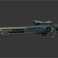 Futuristic Sci Fi Weapon with Blue Glowing Accents and Advanced Energy Gun Design