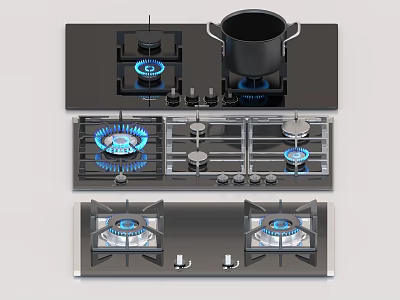 Variety Of Gas Stoves For Kitchen Cooking 3d model