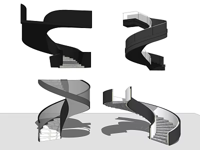 Elegant Modern Spiral Staircase Architectural Design With Curved Structure And Stylish Details 3d model