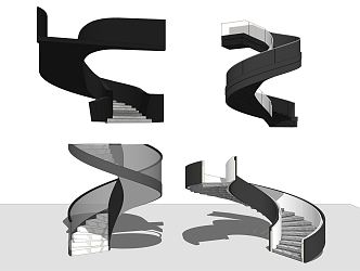 modern revolving staircase simple revolving staircase glass handrail staircase marble staircase 3d model