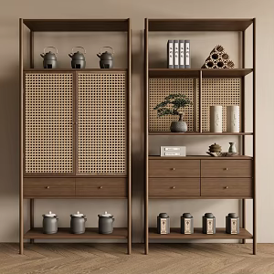 New Chinese Zen Antique Rack Solid Wood Storage Cabinet Solid Wood Case 3d model