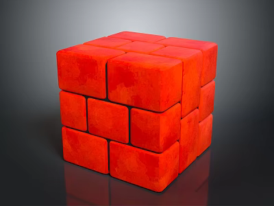 Bright Red Rubik's Cube as Practical Daily Life Puzzle Item for Entertainment and Fun 3d model