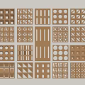 Wooden Partition Panels With Various Geometric Patterns For Interior Decoration 3d model