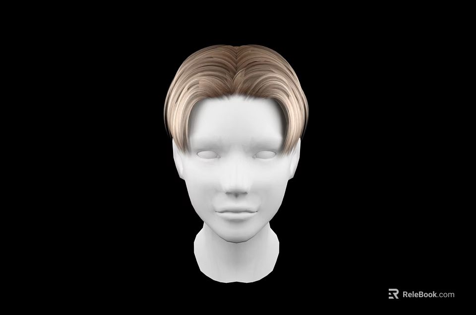 Game and Movie Character White Mannequin Head With Brown Blonde Gradient Short Hair 3d model 