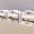 Three White Creative Market Pavilions With Colorful Items In Windows