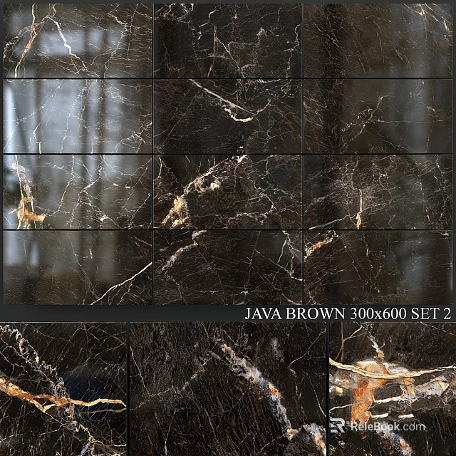 Java Brown 300x600 Tile Set With Natural Marble Veins For Interior Decoration 3d model