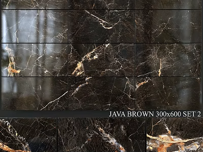 Java Brown 300x600 Tile Set With Natural Marble Veins For Interior Decoration 3d model