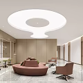 Modern Hospital Outpatient Clinic Interior With Waiting Area Round Ceiling Light Sofa Seats And Plant