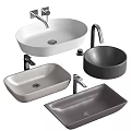 Different Modern Washbasin Designs With Various Shapes Colors And Faucets 3d model