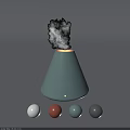 Stylish Green Conical Humidifier Releasing Steam with Colorful Spheres