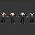 Four Character Models Standing Together With Different Outfits And Holding Hands 3d model