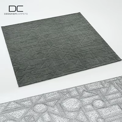 Gray Square Rug With Modern Geometric Pattern And Textured Surface Design 3d model