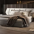 Modern Bedroom Interior With Large Bed Floor to Ceiling Window Mountain View Rug and Armchair