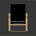 Modern Leisure Chair With Black Fabric Cushion Backrest Armrests And Wooden Frame